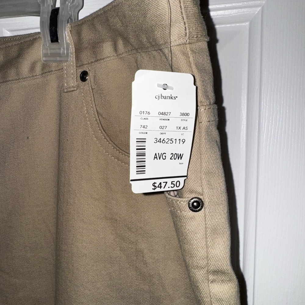 CI Banks Plus High Rise Denim Tan Khaki Pants Wide Leg Jeans Size 20W - Picture 4 of 7